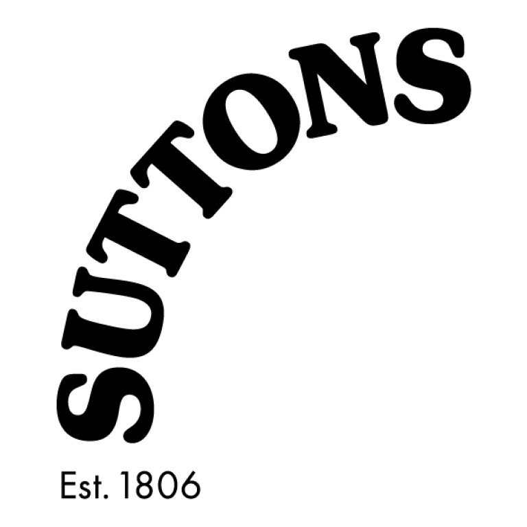 Suttons logo in black text on a white background