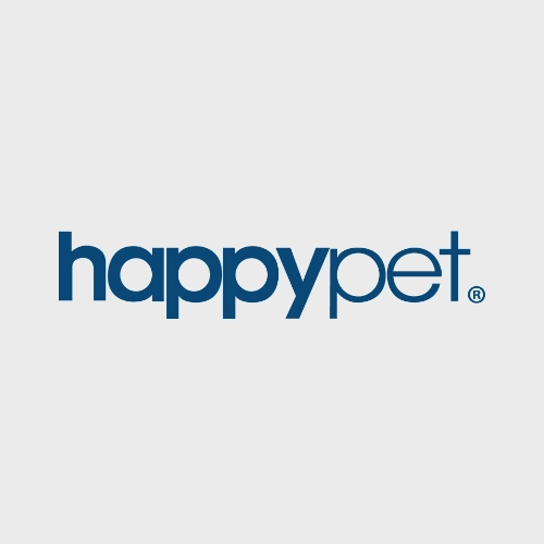 Happy Pet logo in blue text on a transparent background