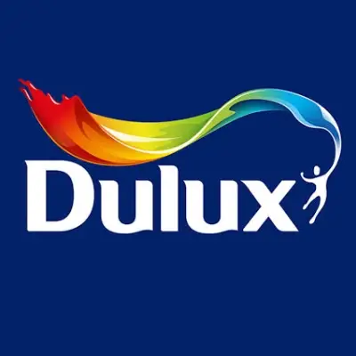 Dulux paint brand logo with multicoloured paint swoosh